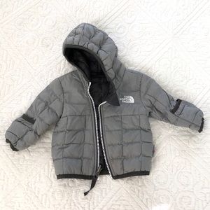 Reversible grey/black 0-3mo baby North Face jacket